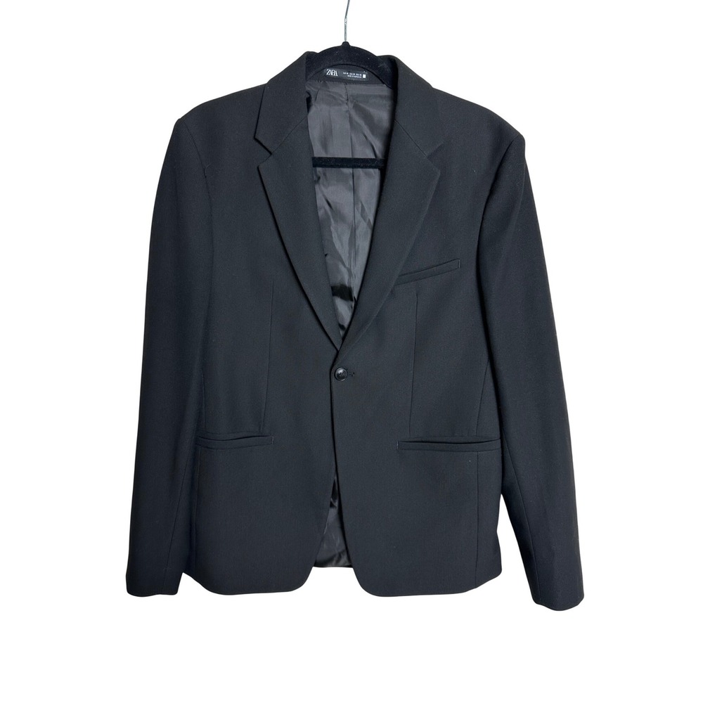 ZARA Men Black Classic Suit Blazer Polyester Blend Jacket Size 36